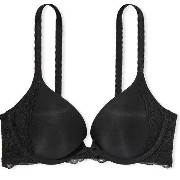 Victoria's Secret Women's Dream Angels Push Up Bra, Black smooth with lace 34C - Picture 3 of 15